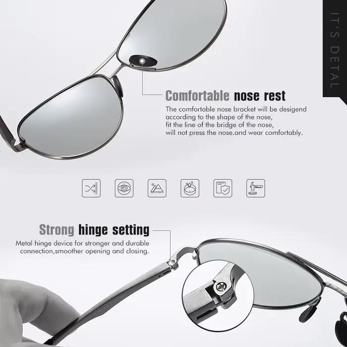 Lunettes de soleil photochromiques pilote de conception de marque classique hommes lunettes de solei