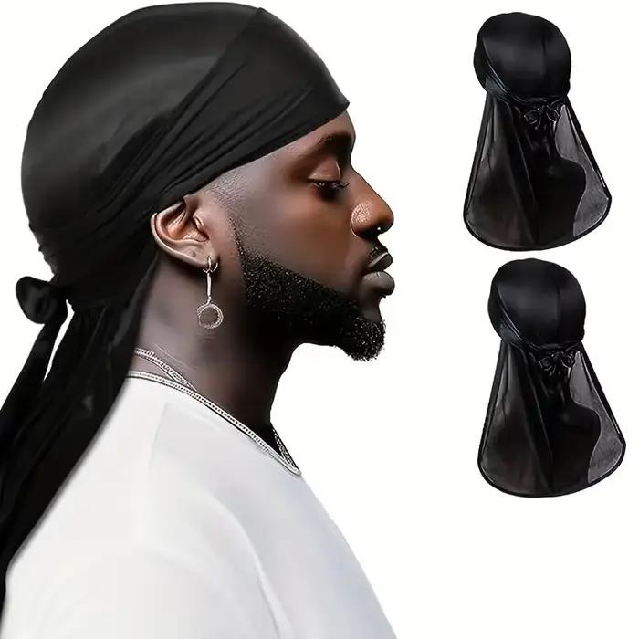 Chapeau de Pirate Durag à longue queue soyeuse unisexe, Turban à la mode, casquette Bandana pour fem