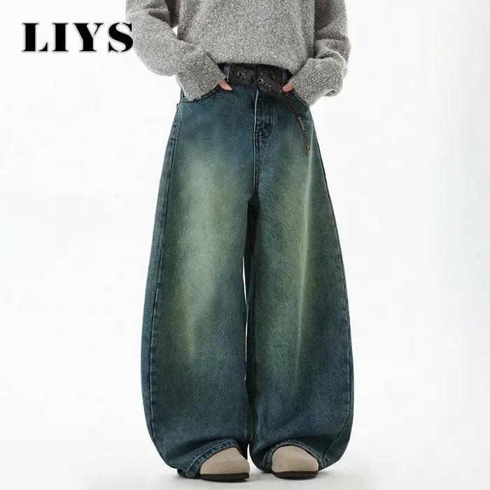 Vêtements pour hommes bleu pantalon en jean à jambes larges jean Baggy Vintage coupe tridimensionnel