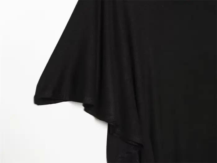 Haut plissé asymétrique noir pour femme, nouvelle collection Printemps-Été 2026, élégant et chic, po