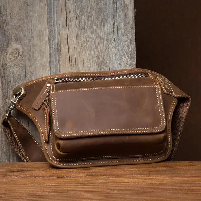 2025 sac de taille en cuir Vintage mode sac de poitrine sac de taille sac à bandoulière en cuir véri