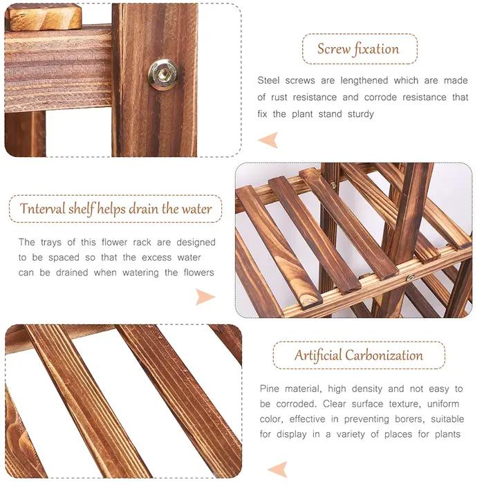 Présentoir de plantes en bois à 6 niveaux, étagère à fleurs, pots de jardinière, étagères T1, présen