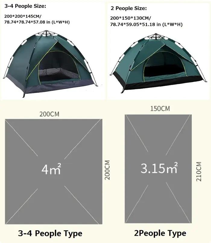 Tente de camping entièrement automatique, anti-pluie, coupe-vent, anti-UV, pop-up, tentes extérieure