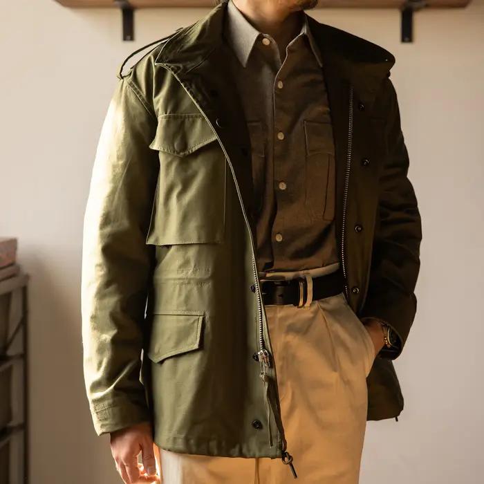 Veste militaire classique faite à la main, coton rouge Tornado, réédition de la taille américaine, h