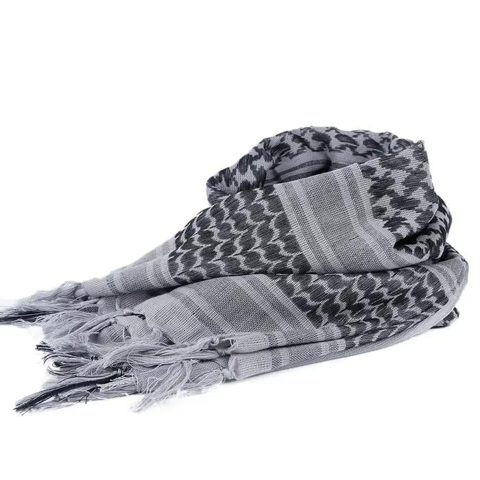 Foulard Keffiyeh Shemagh 110*110 cm, écharpe carrée du désert avec pompon pour la chasse, la randonn