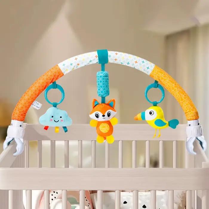 Arc de poussette pour bébé jouet cloche de jeu amusante nouveau-né activité sensorielle réglable videur siège de sécurité voiture jouets suspendus lit occasions spéciales développement sensoriel et motricité
