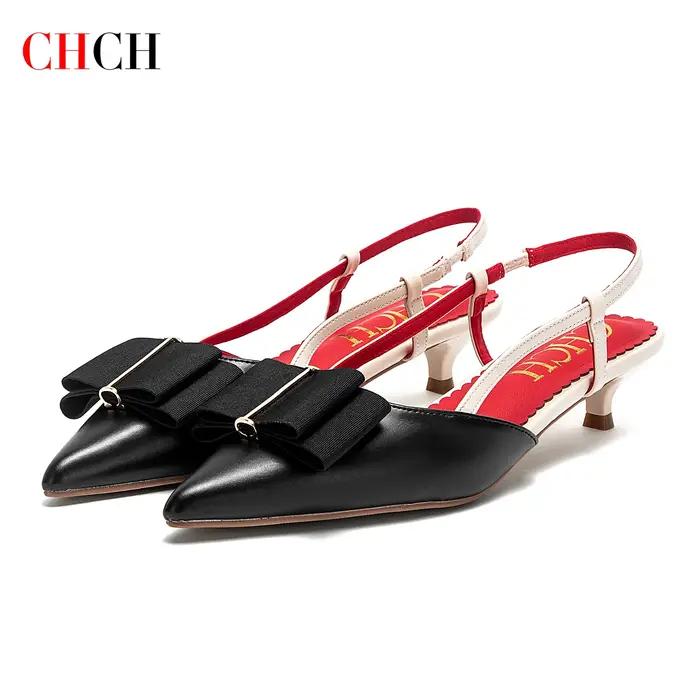 C-H femme talons hauts marron nouveau Design de sangle d'été pointu décontracté élégant lieu de trav