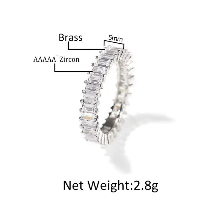 Uwin – ensemble de bagues Baguette pour femmes, 5 pièces, décalage entièrement glacé, nouveau, bijou