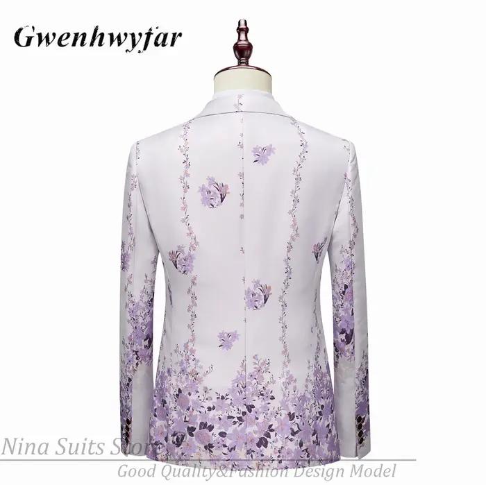 Costume Homme G&N Nouvelle Série 2026 – Blazer et Smoking 3 Pièces à Motif Floral Lilas Magnifique –