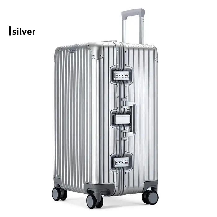 Valise de voyage en alliage aluminium-magnésium, bagage à roulettes, bagage cabine