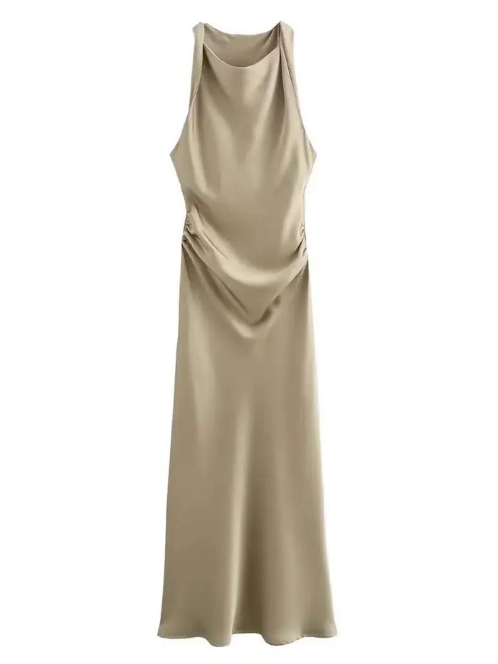 Robes longues en satin pour femmes 2026 – Robe midi d'été sexy pour femme, robe de soirée élégante s