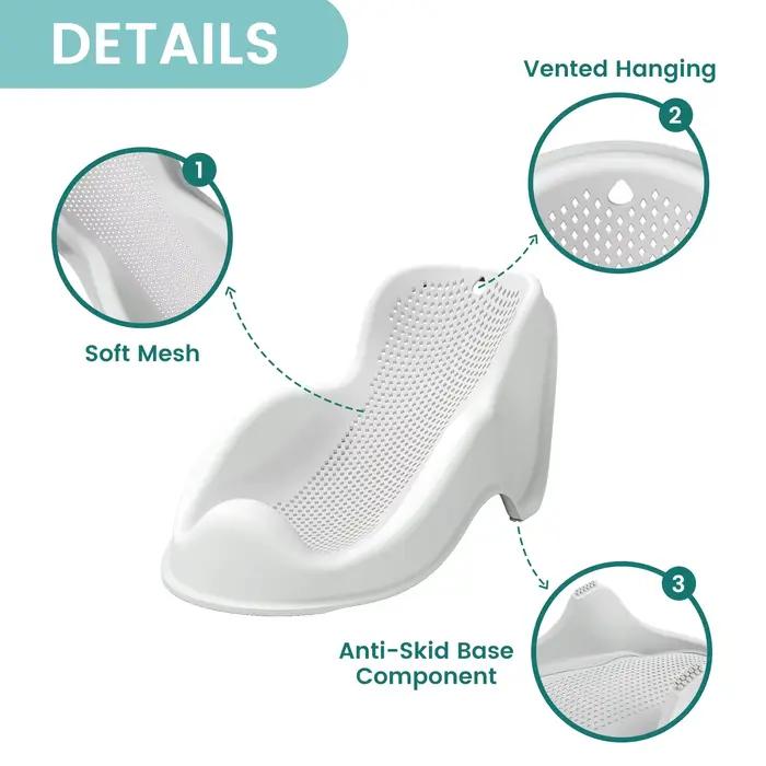 Support de bain doux pour bébés nouveau-nés conception ergonomique séchage rapide antislip bain confortable sécurité bébé occasions spéciales