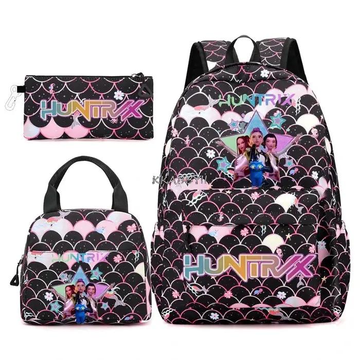 Ensemble de sacs à dos K-pop Demon Hunters, sac à dos de grande capacité, sacs à déjeuner, sacs à cr