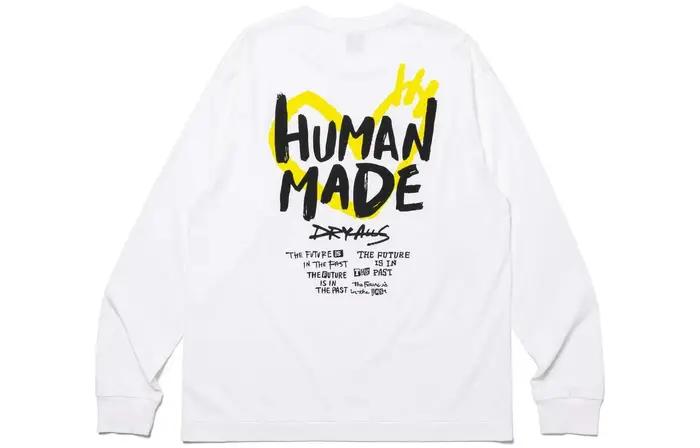 T-shirt à manches longues à col rond avec impression au dos HUMAN MADE SS24, sweat-shirt unisexe en