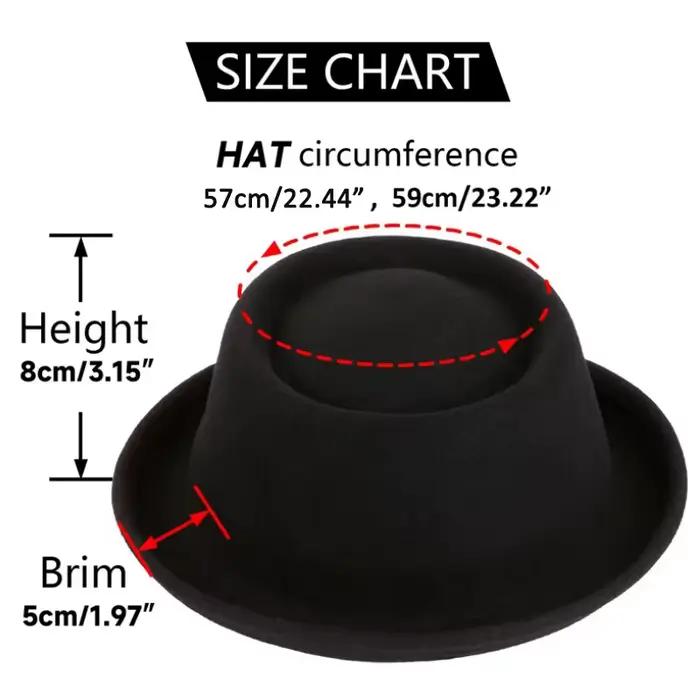 GEMVIE-Chapeau Classique en Feutre Doux pour Homme et Femme, Fedora à Bord Incurvé, 100% Laine, Auto