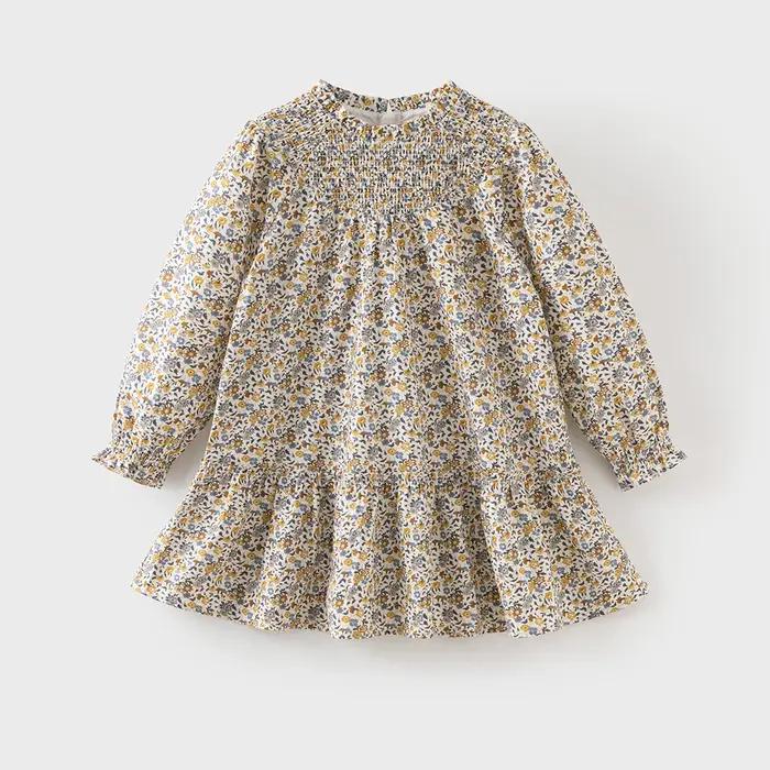 Dave Bella filles florale automne printemps robe mignonne enfants à manches longues robe de princess