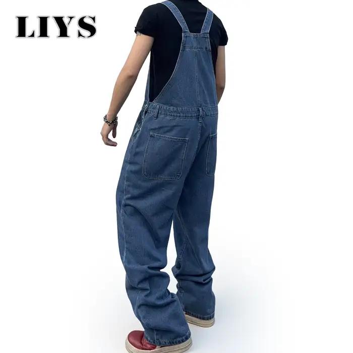 Salopette pour hommes Denim bretelles Simple Baggy jean hommes rue décontracté solide taille moyenne