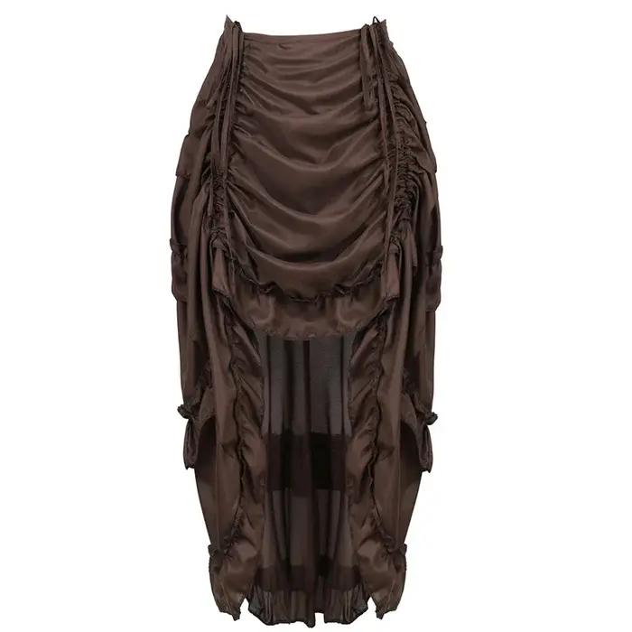 Steampunk femmes jupes gothique irrégulière froncée plissée fête Maxi jupe longue haute basse Costum