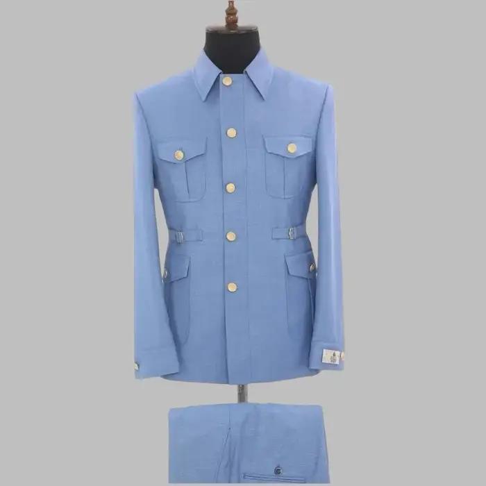 Costumes Safari pour hommes avec col montant, simple boutonnage, smoking formel pour mariage, soirée
