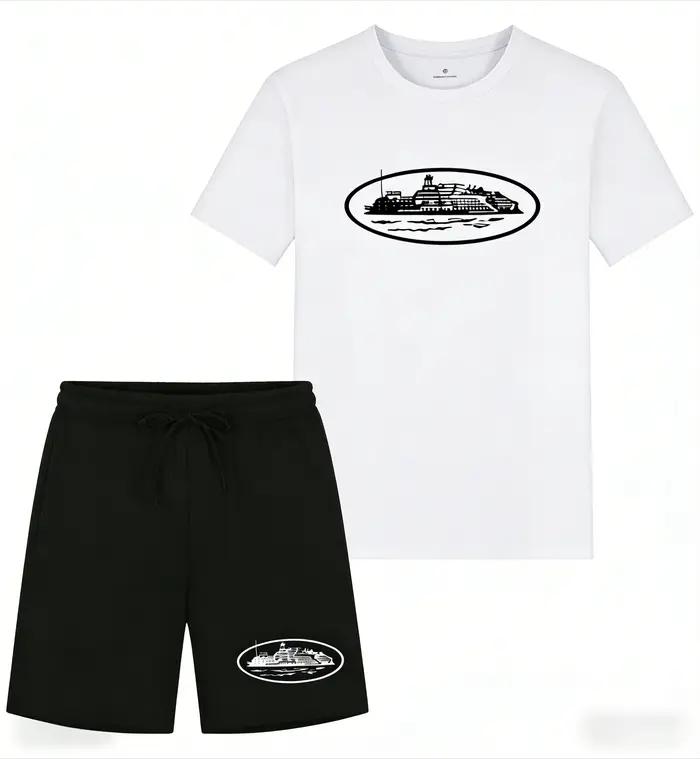 Nouvelle collection été 2026 : Ensemble décontracté deux pièces imprimé bateau, t-shirt et short amp