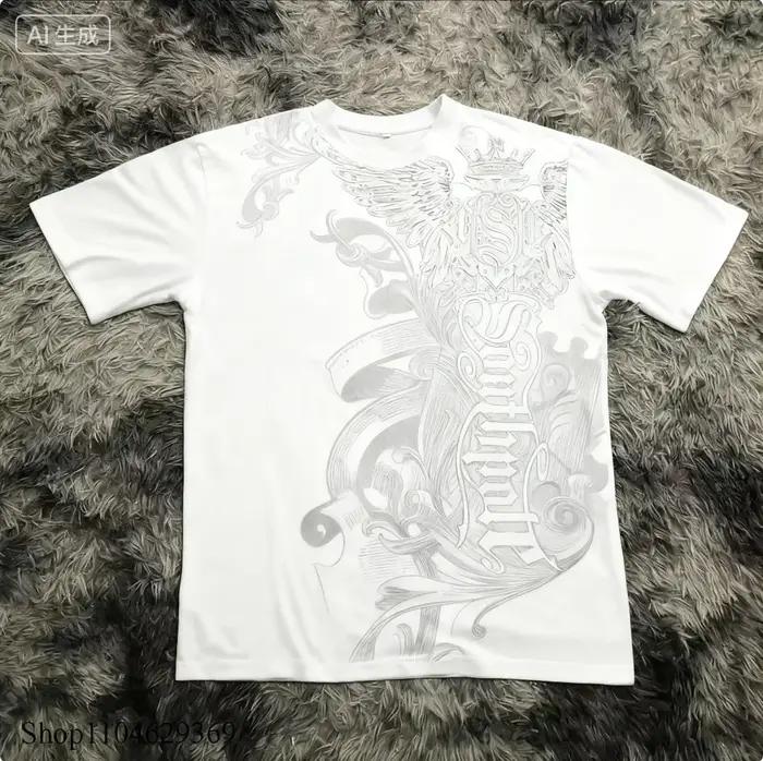 Classique Y2K Style gothique T-shirt imprimé surdimensionné T-shirt haute rue chemises gothique col