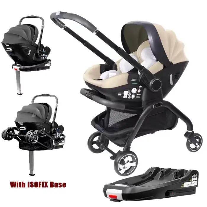 Poussette bébé 4-en-1 avec base ISOFIX, expédiée depuis l'UE, légère, portable, pour nouveau-né, 15