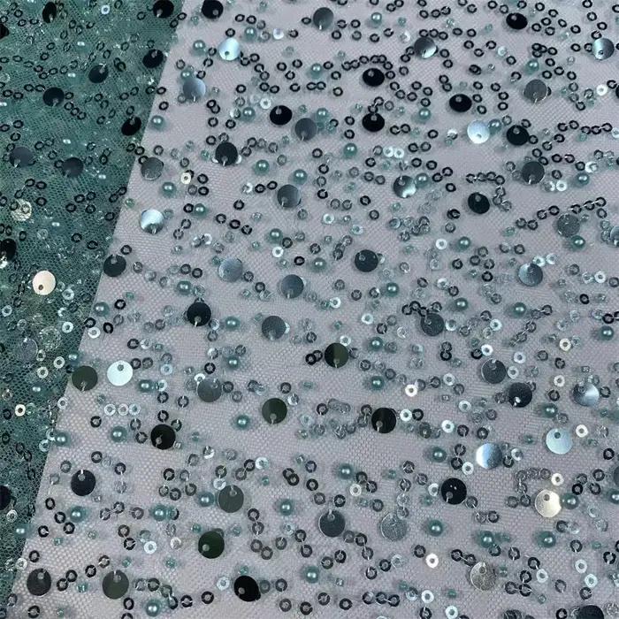 Tissu de dentelle française de luxe en maille avec perles 2026, dentelle africaine nigériane de haut