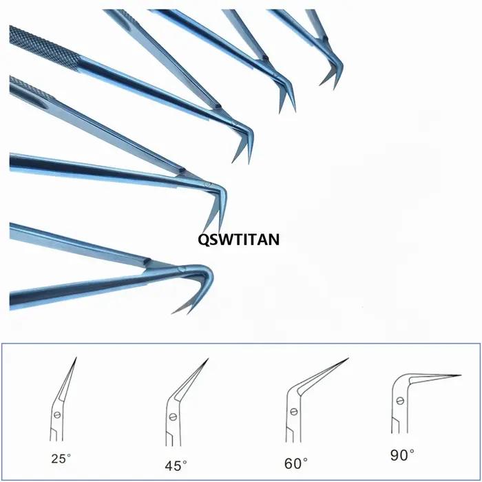 Micro ciseaux en titane micro chirurgical, ciseaux à angle, instruments neurochirurgicaux, instrumen