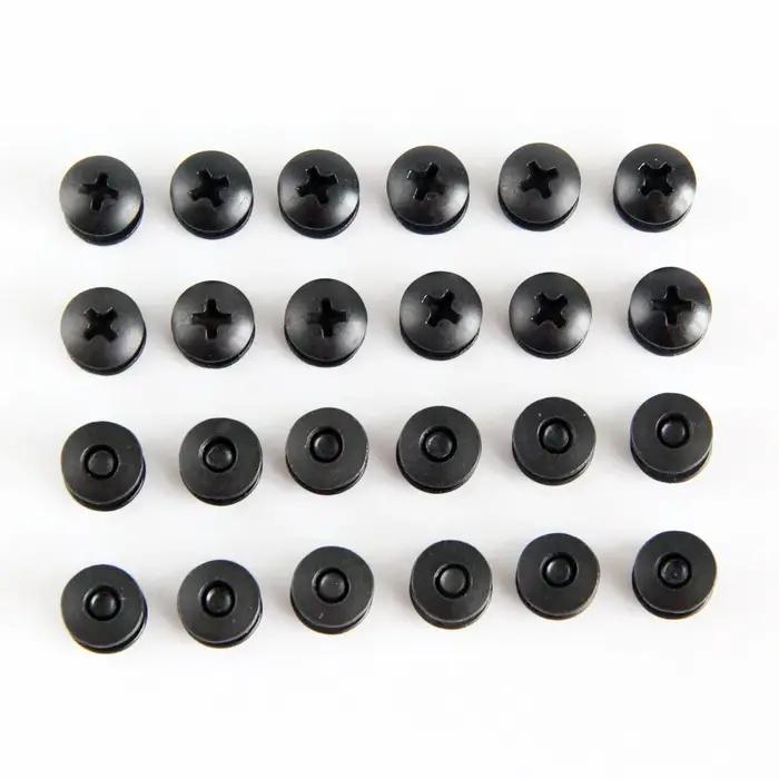 Jeu de Vis en Acier Noir pour Poteau Court Chicago, Tête Croisée, Parfait pour le Bricolage, Étuis/C
