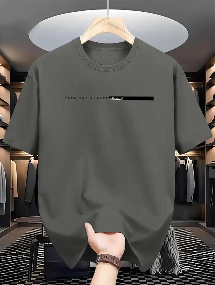 T-shirt à Manches Courtes et Col Rond pour Homme, Haut Décontracté, Coupe Ample, Grande Lettre Impri