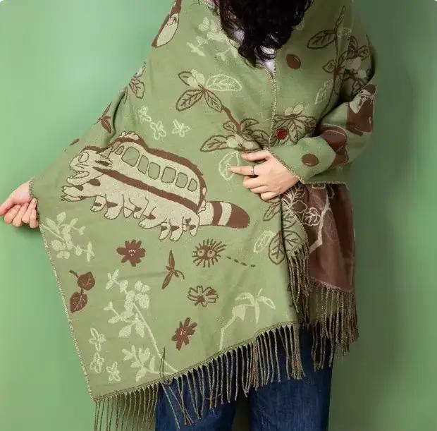Niche Design écharpe châle à la mode polyvalent mignon dessin animé épaissi Double face hiver chaud