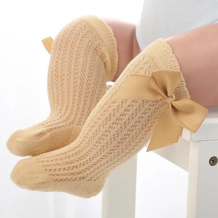 3 paires/lot été bébé filles chaussettes enfant en bas âge infantile nœud coton maille respirant cha