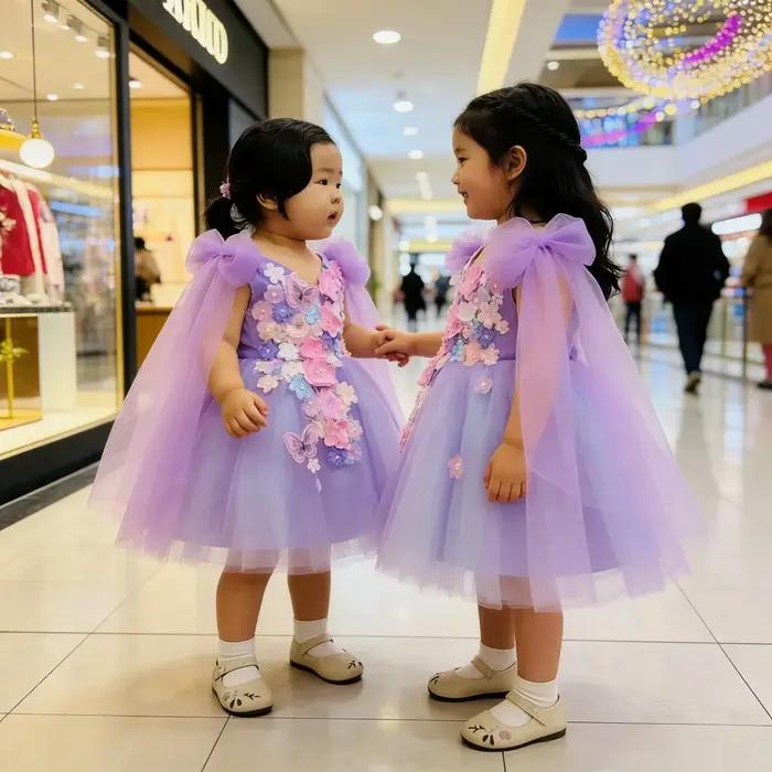 Robe de princesse violette pour filles, idéale pour anniversaire, concours de beauté, cérémonie, dem