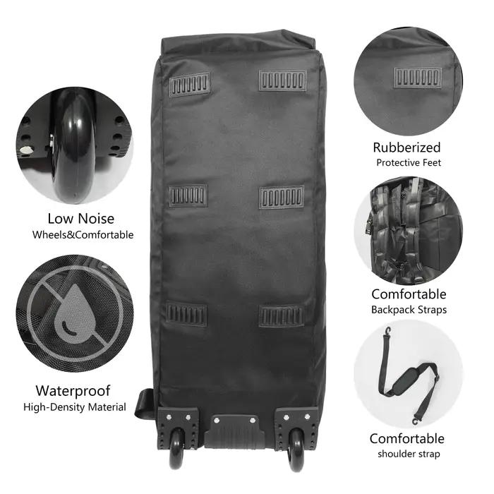 Sac de sport roulant 80L avec roulettes Sac de voyage pliable robuste de 31 pouces Bagage à roulette