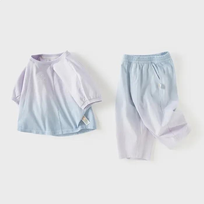 Ensemble pantalon d'été pour filles Dave Bella, survêtement tricoté dégradé pour enfants, vêtements