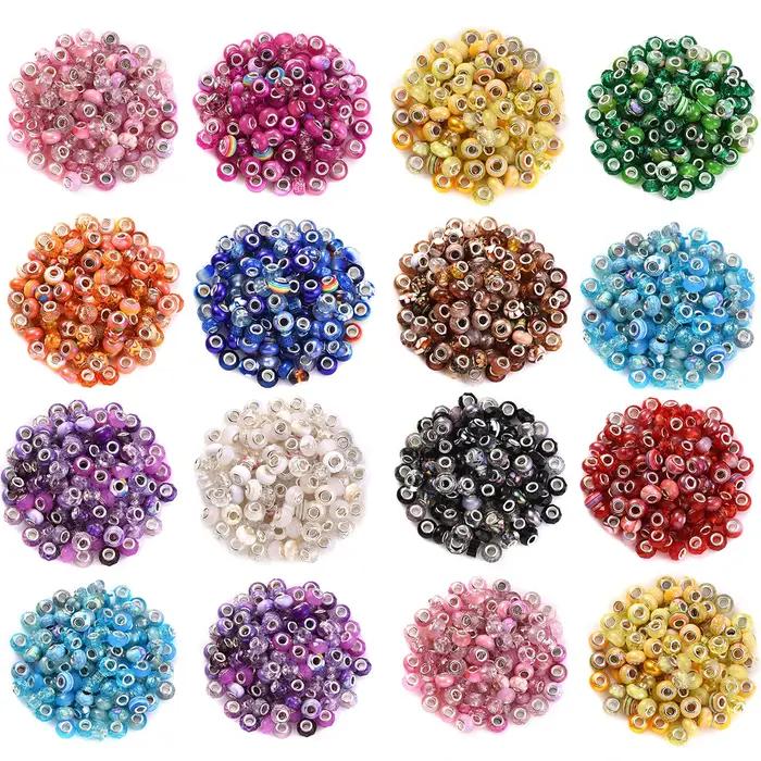 50 pièces de perles acryliques rondes plates de 14mm à grand trou, perles d'espacement en acrylique