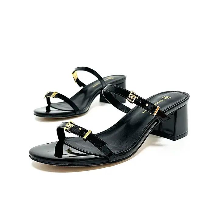 GJ-Pantoufles en cuir à tête ronde, sandales d'extérieur, pantoufles de banquet et de fête, mode déc