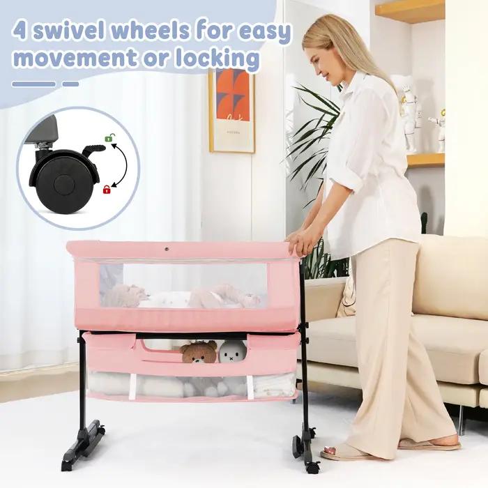 Lit d'appoint pliable pour bébé Kmaier avec panier de rangement et maille respirante
