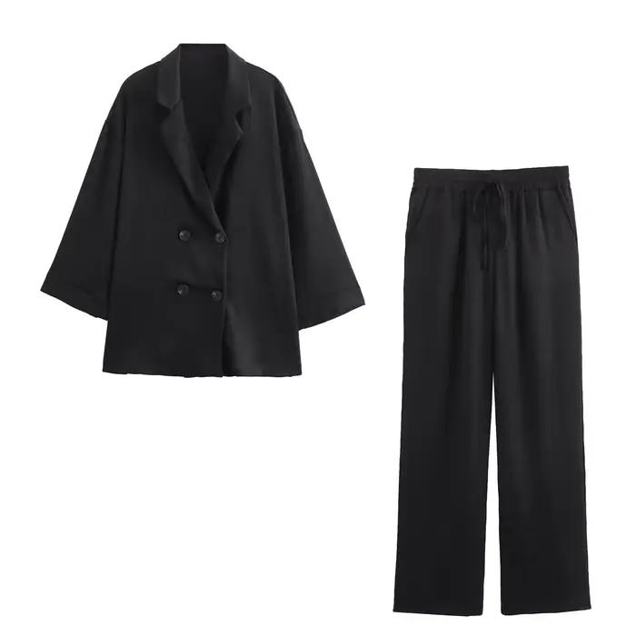 Ensemble veste et pantalon décontractés pour femmes, déformés, trempés, à la mode, style européen et