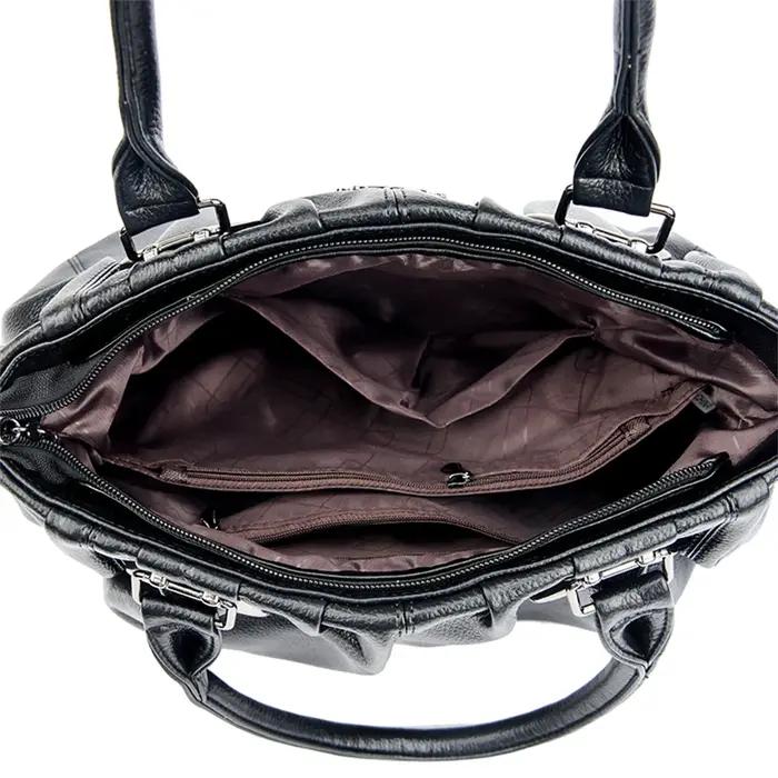 Sacs à main en cuir souple véritable pour femmes, sacs fourre-tout décontractés, sacs à main de créa
