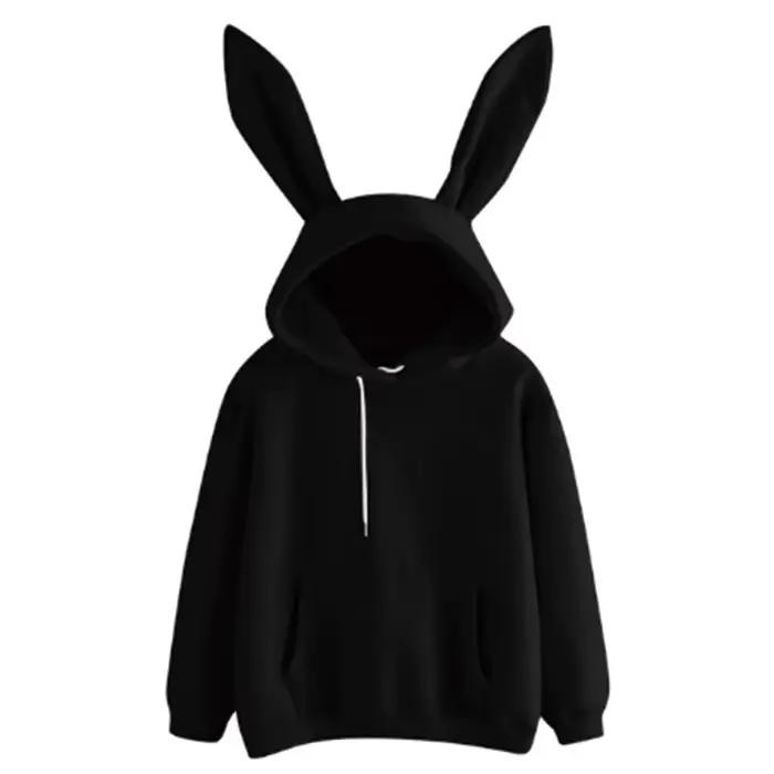 2025 automne et hiver nouveaux vêtements pour femmes Harajuku Wei à capuche lapin à capuche couleur