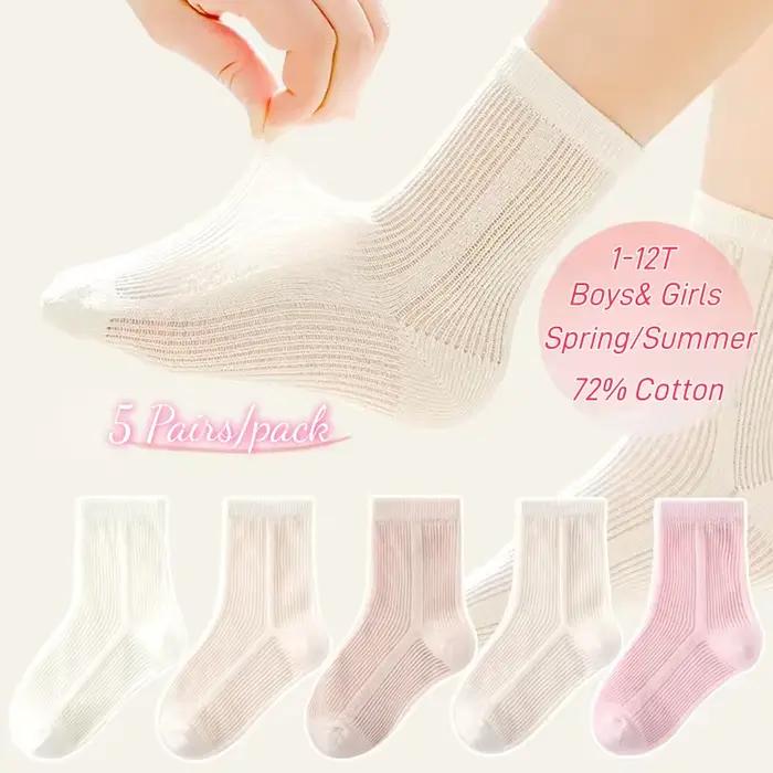 5 paires de chaussettes pour bébé, chaussettes d'été en coton, chaussettes fines en maille, chausset