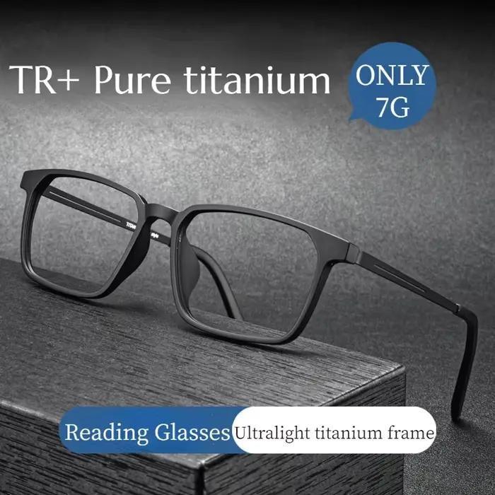 Lunettes de lecture anti-lumière bleue en titane pur pour hommes, lunettes de presbytie, dioptrie +
