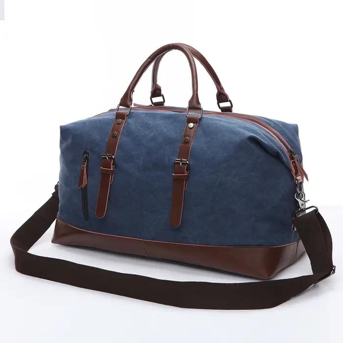 Sacs de voyage en toile et cuir pour hommes, bagages à main, sacs de sport, fourre-tout de voyage, g