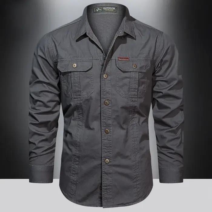 Chemise Cargo à manches longues pour hommes, chemises décontractées en coton, de haute qualité, surc