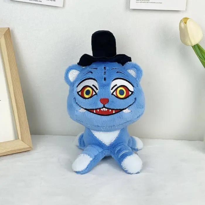 Anime chasseurs en peluche mignon violet tigre noir chapeau pie avec 3 yeux monstre chasse fille gro