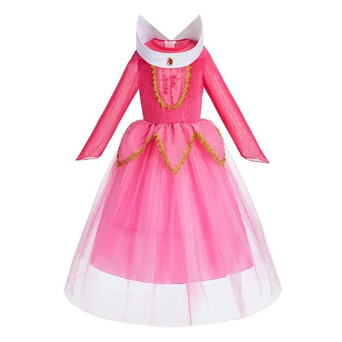 Robe carnaval bretelles petites filles Aurora princesse luxe - Été Noël vêtements éducatifs
