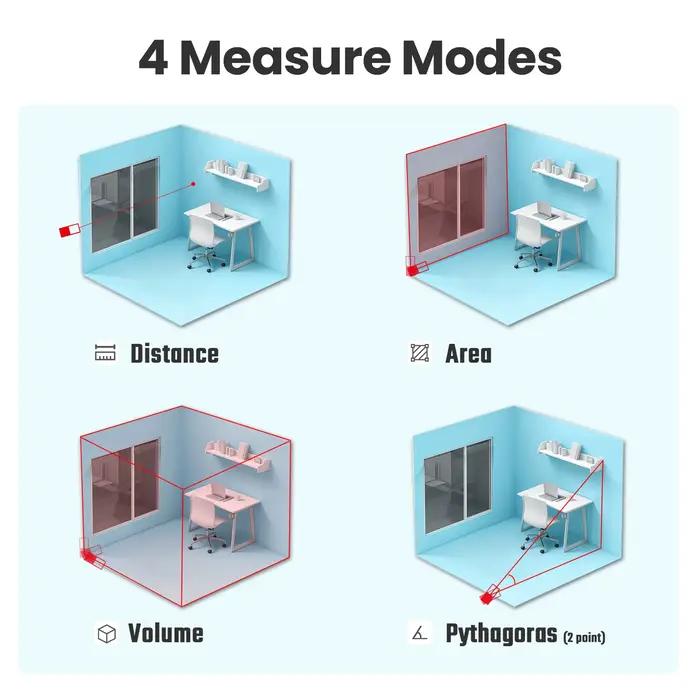 Mètre laser MILESEEY S2 40M 60M 80M 100M 120M, télémètre laser, outil de mesure laser avec fonction