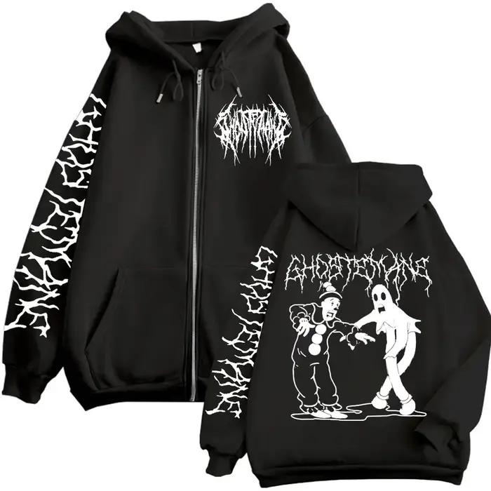 Sweat à capuche imprimé Ghostemane avec fermeture éclair, métal Rock Pop Music, sweat-shirt à capuch