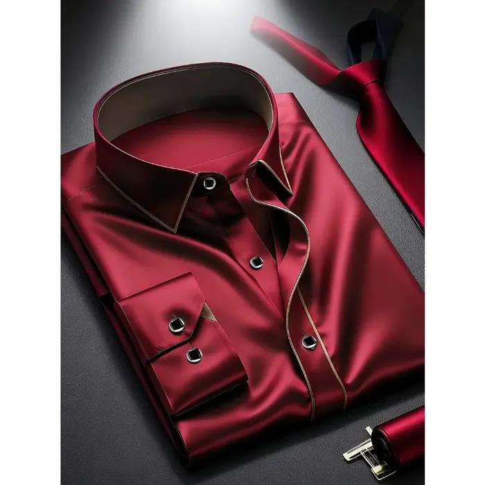 2025 nouveaux hommes Patchwork chemise mode luxe à manches longues intelligent décontracté quatre sa